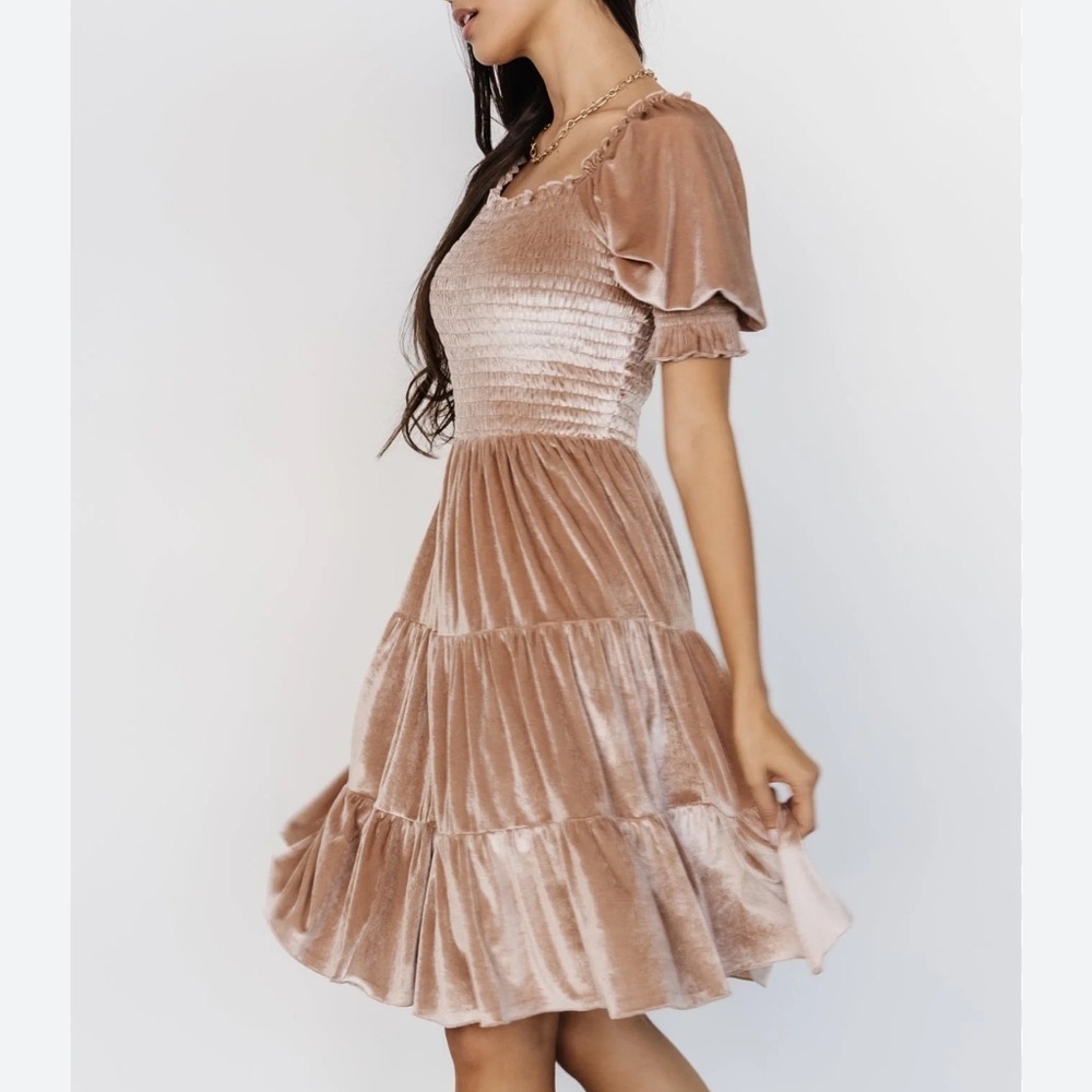 Baltic Born Bliss Smocked Velvet Short Dress In Natural Size 2Xl NEW With Tags!